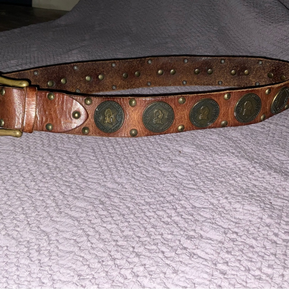 Brown leather coin belt